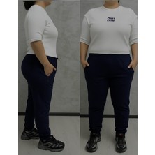 QKBYN-2310 Büyük Beden Kemer Paça Ribana Bayan Eşofman