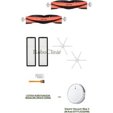 Roboclinic Xiaomi Vacuum Mop 2 Robot Süpürge Uyumlu Yedek Ana Fırça, Yan Fırça, Hepa Filtre - 8 Parça