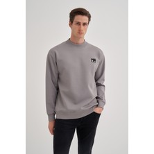 Cazador 52480 Gri Erkek Bisiklet Yaka Relax Fit 2 Iplik Sweatshirt