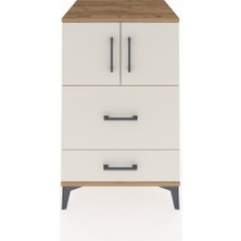 Kronos Komodin Tek Raflı 2 Çekmeceli 2 Kapaklı 60X59X96 Çam-Aytaşı