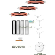Dreame Vacuum Mop L10 Pro Beyaz Yedek Ana Fırça, Yan Fırça, Hepa Filtre - 13 Parça