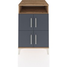 Kronos Komodin 2 Raflı 4 Kapaklı 60X59X96 Çam-Antrasit