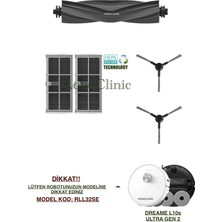 Roboclinic Dreame L10s Ultra Gen 2 Robot Süpürge Uyumlu Yedek Ana Fırça, Yan Fırça, Hepa Filtre - 5 Parça