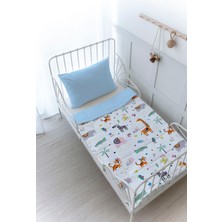 Organik Baskılı Montessori (100X200 Cm) Yorgan Seti  - Iconic Serisi - Renkli Geometrik Hayvanlar