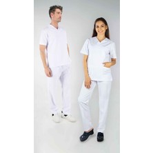 Beyaz V Yaka Alpaka Üst