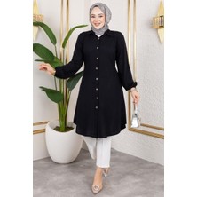 Manşeti Lastikli Viskon Tunik