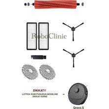 Roborock Qrevo S Siyah Yedek Ana Fırça, Yan Fırça, Hepa Filtre, Mop - 8 Parça