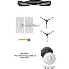 Roboclinic Viomi V5 - V5 Pro - Alpha 2 Pro Robot Süpürge Uyumlu Yedek Ana Fırça, Yan Fırça, Hepa Filtre - 6 Parça