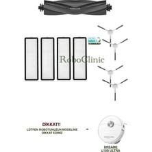 Roboclinic Dreame Bot L10s Ultra Robot Süpürge Uyumlu Yedek Fırça, Yan Fırça, Hepa Filtre - 9 Parça