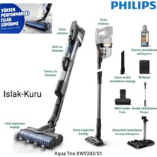 Philips Aquatrio 9000 Serisi Kablosuz Islak ve Kuru XW9383/01 Elektrikli Süpürge+Sinbo Baskülhediye