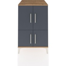 Kronos Komodin 2 Raflı 4 Kapaklı 60X59X96 Çam-Antrasit