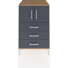 Kronos Komodin Tek Raflı 3 Çekmeceli 2 Kapaklı 60X59X96 Çam-Antrasit