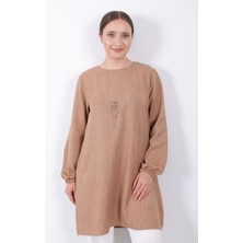 Yazlık Kadın Tunik Günlük Ince Sofia Keten Kolyeli Tunik