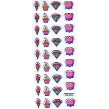 Sticker Kabartmalı Sticker Defter Planlayıcı Etiket (CB483) 16X7 Cm- Elmas Kalp Dondurma