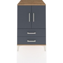 Kronos Komodin 2 Raflı 2 Çekmeceli 2 Kapaklı 60X59X96 Çam-Antrasit