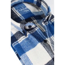 Varetta Erkek Mavi Kışlık Kalın Kareli Oduncu Gömlek – Cepli Geniş Kesim Trend Gömlek Model