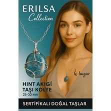 Sertifikalı Gümüş Tel Sargılı Doğal Hint Akik Taşı Kolye – 25-30 mm Huzur ve Denge Taşı