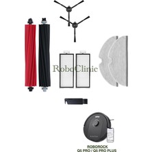 Roborock Q5 Pro / Q5 Pro Plus Yedek Ana Fırça, Yan Fırça, Hepa Filtre, Mop - 9 Parça