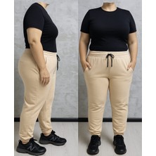 QKBYN-2310 Büyük Beden Kemer Paça Ribana Bayan Eşofman