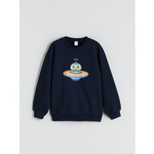 Lc Waikiki Yeni Sezon Bisiklet Yaka Baskılı Erkek Çocuk Sweatshirt