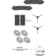 Roboclinic Dreame L10S Pro Ultra Heat Robot Süpürge Uyumlu Yedek Fırça, Hepa Filtre, Mop - 10 Parça