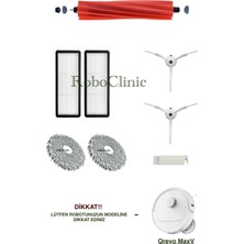 Roboclinic Roborock Q revo s / Q revo pro / Q revo Maxv / Robot Süpürge Uyumlu Yedek Fırça, Hepa Filtre, Mop - 8 Parça