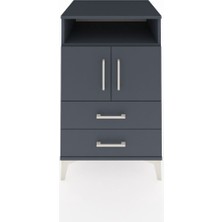 Kronos Komodin 2 Raflı 2 Çekmeceli 2 Kapaklı 60X59X96 Antrasit-Antrasit