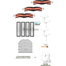Dreame Vacuum Mop D9 Yedek Ana Fırça, Yan Fırça, Hepa Filtre, Mop - 17 Parça