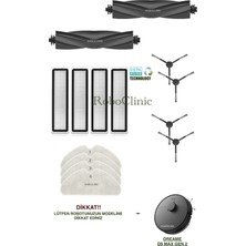 Dreame D9 Max Gen 2 Yedek Ana Fırça, Yan Fırça, Hepa Filtre, Mop - 14 Parça