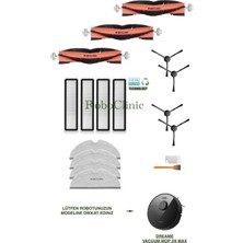 Dreame Vacuum Mop D9 Max Yedek Ana Fırça, Yan Fırça, Hepa Filtre, Mop - 17 Parça