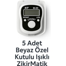 5 Adet Beyaz Renk Özel Kutulu Dijital Işıklı Zikirmatik Sayaç | Parmak Yüzük Tesbihmatik