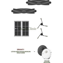 Roboclinic Dreame X40 Ultra / L40 Ultra Robot Süpürge Uyumlu Yedek Ana Fırça, Yan Fırça, Hepa Filtre - 6 Parça