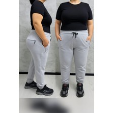 QKBYN-2310 Büyük Beden Kemer Paça Ribana Bayan Eşofman