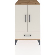 Kronos Komodin 3 Raflı Tek Çekmeceli 2 Kapaklı 60X59X96 Çam-Aytaşı