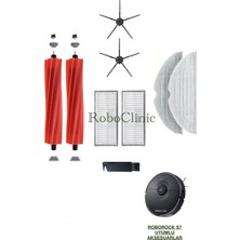 Roboclinic Roborock S7 S7 Max Robot Süpürge Uyumlu Yedek Fırça, Hepa Filtre, Mop - 9 Parça