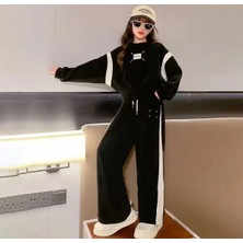 Kids Face Özel Tasarım Şerit Dikiş Detaylı 3 Iplik Kışlık Ispanyol Paça Luxury Kız Çocuk Eşofman Takımı