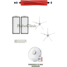 Roborock Q7 Max Beyaz Yedek Ana Fırça, Yan Fırça, Hepa Filtre - 6 Parça