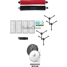 Roboclinic Roborock S8 / S8 Plus / S8 Pro Ultra Robot Süpürge Uyumlu Yedek Ana Fırça, Yan Fırça, Hepa Filtre - 11 Parça