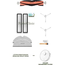 Dreame Vacuum Mop L10 Pro Beyaz Yedek Ana Fırça, Yan Fırça, Hepa Filtre, Mop - 9 Parça