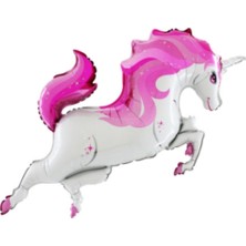 Pembe Renkli Unicorn Büyük Boy Folyo Balon 1 Adet