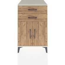 Kronos Komodin Tek Raflı 2 Çekmeceli 2 Kapaklı 60X59X96 Aytaşı-Çam