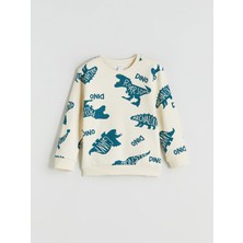 Lc Waikiki Yeni Sezon Bisiklet Yaka Dinozor Baskılı Erkek Çocuk Sweatshirt