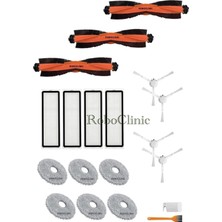 Roboclinic Xiaomi Robot Vacuum X10+ (Plus) / X20+ (Plus) Robot Süpürge Uyumlu Yedek Ana Fırça, Yan Fırça, Hepa Filtre, Mop - 19 Parça