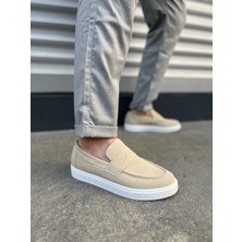JY180 Estilo x Bağcıksız Süet Erkek Günlük Spor Klasik Ayakkabı Sbt - Krem