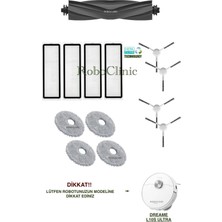 Roboclinic Dreame Bot L10s Ultra Robot Süpürge Uyumlu Yedek Fırça, Hepa Filtre, Mop - 13 Parça