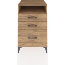 Kronos Komodin Tek Raflı 3 Çekmeceli 60X59X96 Çam-Çam