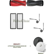 Roboclinic Roborock Qrevo C Robot Süpürge Uyumlu Yedek Ana Fırça, Yan Fırça, Hepa Filtre - 6 Parça