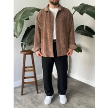 Bayaygün 5103 Oversize Kadife Gomlek _açık Kahve