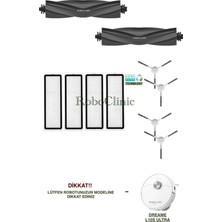 Roboclinic Dreame Bot L10s Ultra Robot Süpürge Uyumlu Yedek Ana Fırça, Yan Fırça, Hepa Filtre - 10 Parça