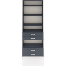 Arges Dolap 5 Raflı 4 Çekmeceli 88X30X243 Antrasit-Antrasit